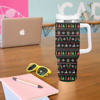 Gift For Merry Christmas Tumbler With Handle with Santa Claus and Holiday Icons Pattern - Wonder Print Shop