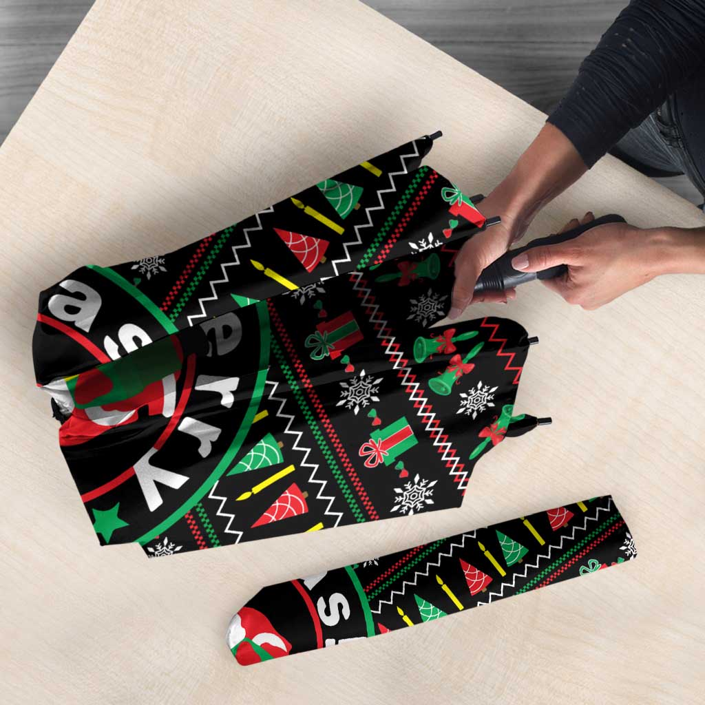 Gift For Merry Christmas Umbrella with Santa Claus and Holiday Icons Pattern - Wonder Print Shop