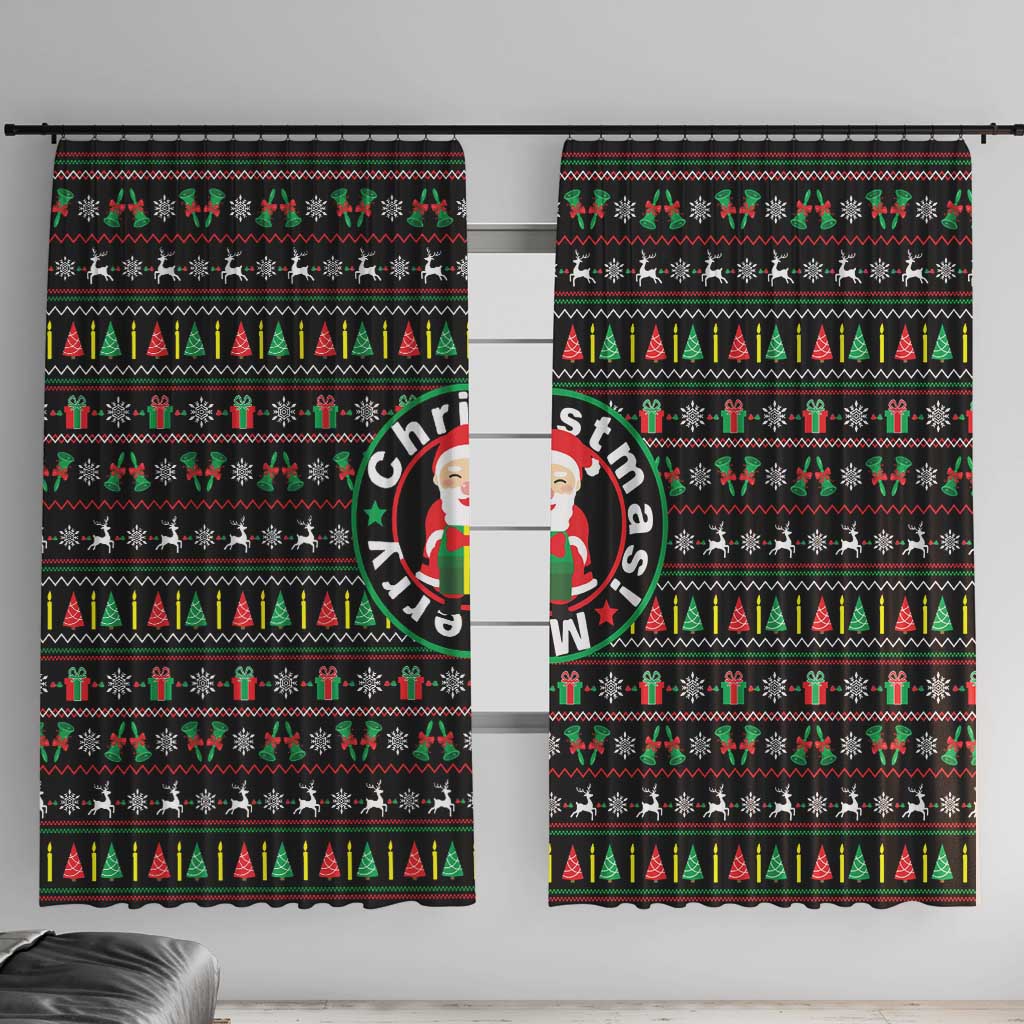 Gift For Merry Christmas Window Curtain with Santa Claus and Holiday Icons Pattern - Wonder Print Shop