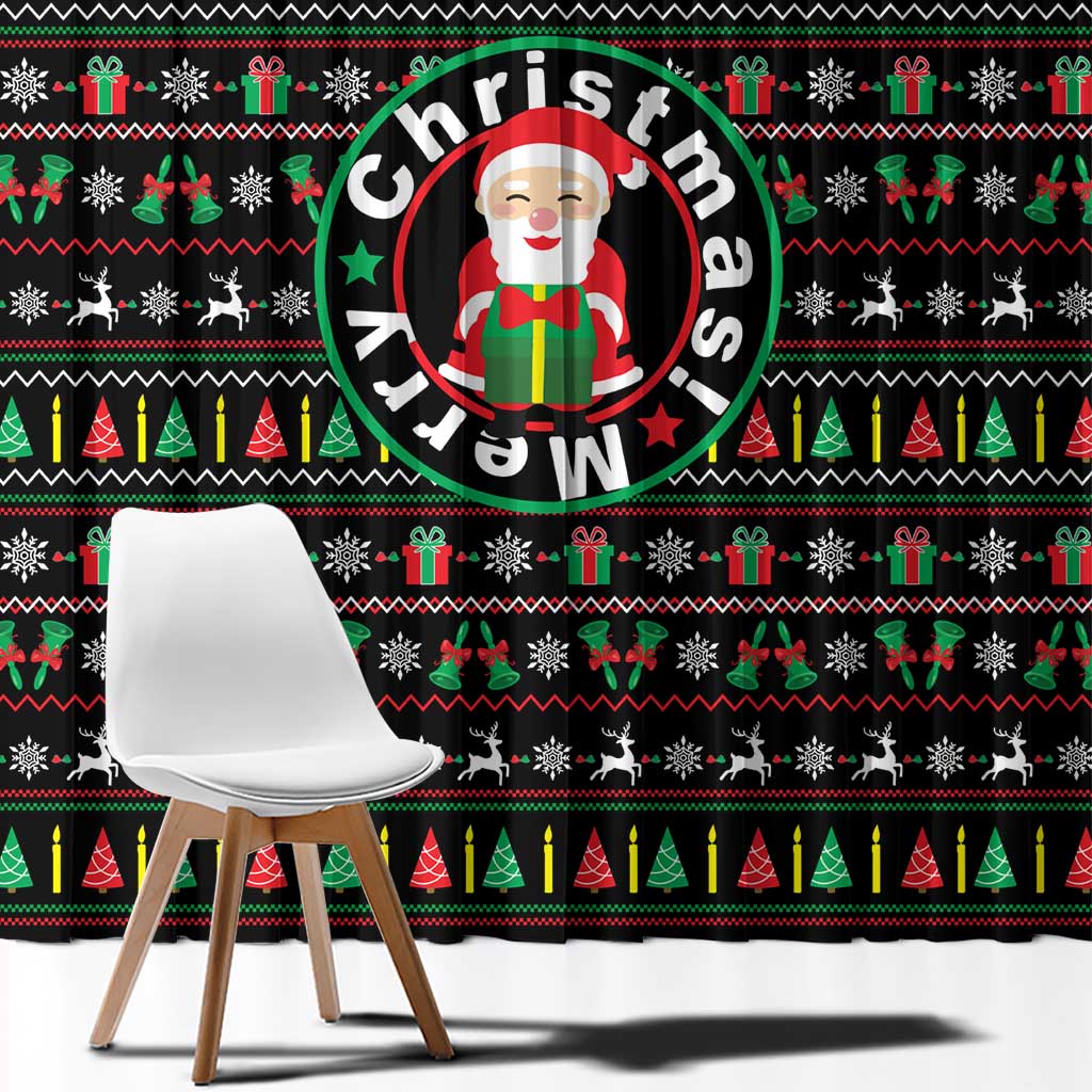 Gift For Merry Christmas Window Curtain with Santa Claus and Holiday Icons Pattern - Wonder Print Shop