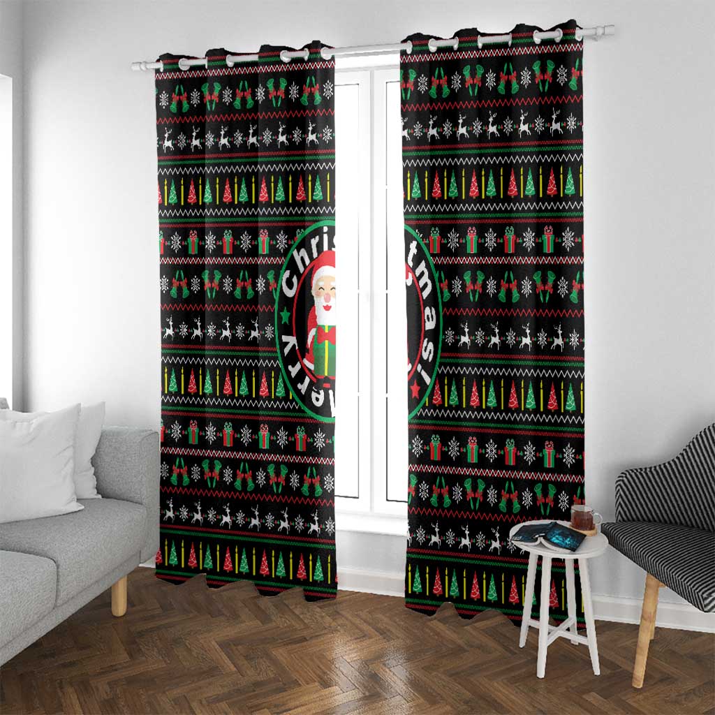 Gift For Merry Christmas Window Curtain with Santa Claus and Holiday Icons Pattern - Wonder Print Shop