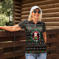 Gift For Merry Christmas Women Polo Shirt with Santa Claus and Holiday Icons Pattern - Wonder Print Shop