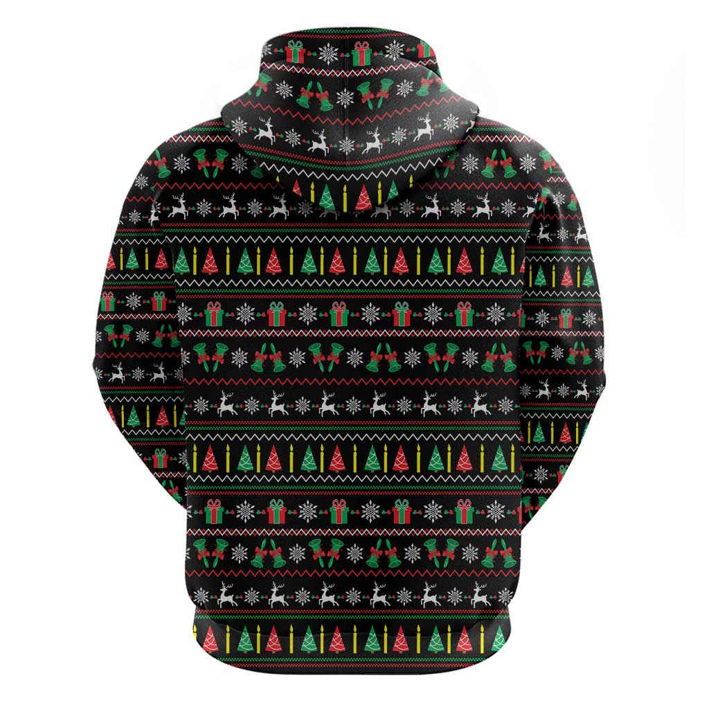 Gift For Merry Christmas Zip Hoodie with Santa Claus and Holiday Icons Pattern - Wonder Print Shop
