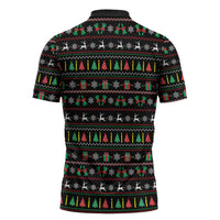 Gift For Merry Christmas Zipper Polo Shirt with Santa Claus and Holiday Icons Pattern - Wonder Print Shop