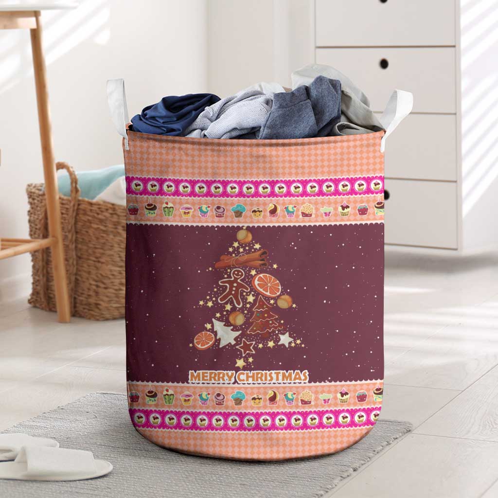 Christmas Cookie Laundry Basket with Gingerbread Tree Candy Ornaments and Sweet Treat Pattern - Wonder Print Shop