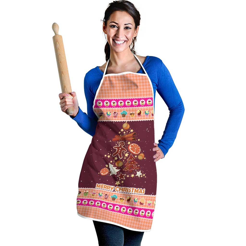 Christmas Cookie Apron with Gingerbread Tree Candy Ornaments and Sweet Treat Pattern - Wonder Print Shop