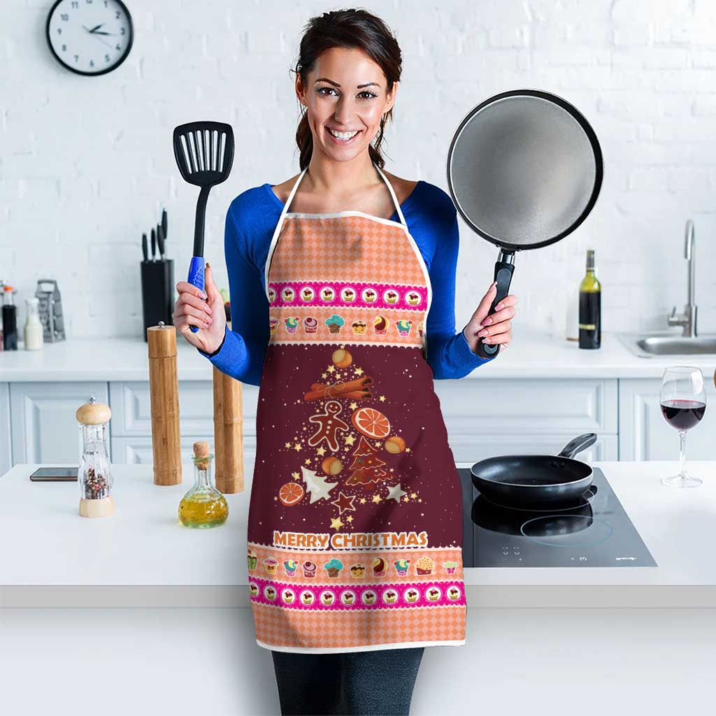 Christmas Cookie Apron with Gingerbread Tree Candy Ornaments and Sweet Treat Pattern - Wonder Print Shop