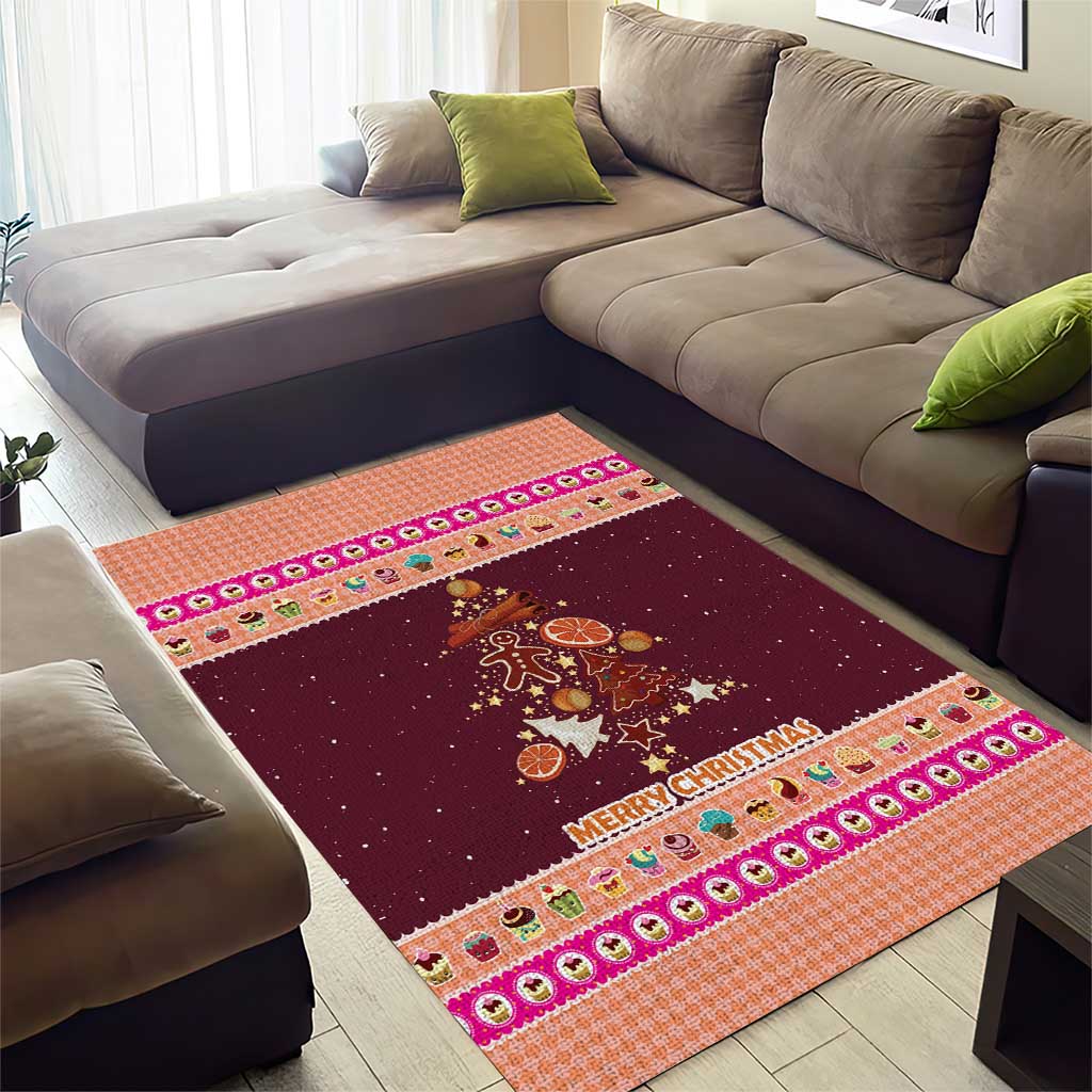Christmas Cookie Area Rug with Gingerbread Tree Candy Ornaments and Sweet Treat Pattern - Wonder Print Shop