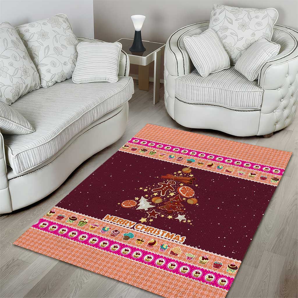 Christmas Cookie Area Rug with Gingerbread Tree Candy Ornaments and Sweet Treat Pattern - Wonder Print Shop