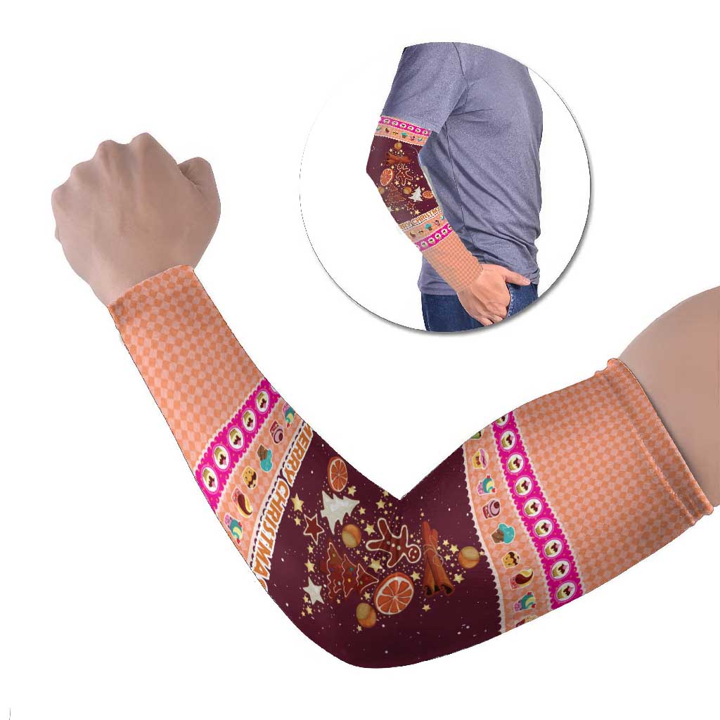 Christmas Cookie Arm Sleeves with Gingerbread Tree Candy Ornaments and Sweet Treat Pattern - Wonder Print Shop