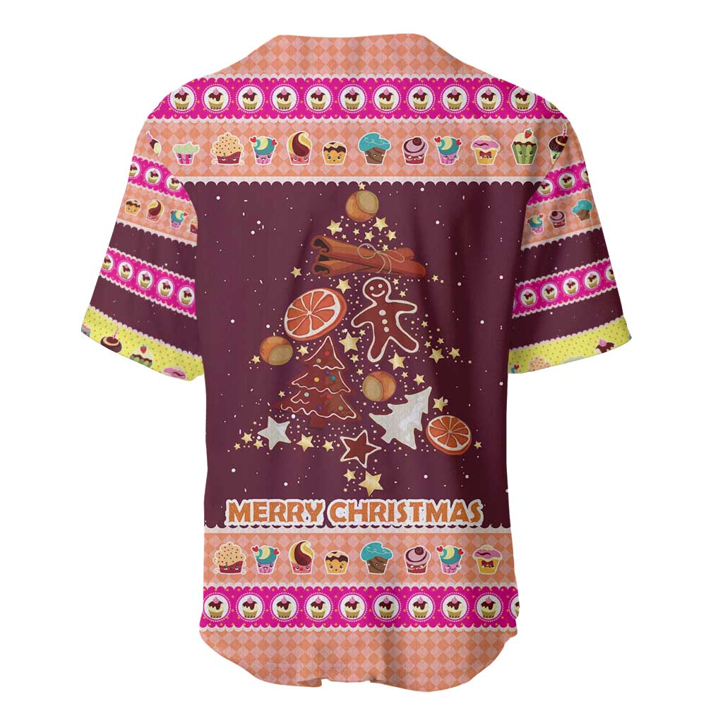 Christmas Cookie Baseball Jersey with Gingerbread Tree Candy Ornaments and Sweet Treat Pattern - Wonder Print Shop