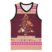 Christmas Cookie Basketball Jersey with Gingerbread Tree Candy Ornaments and Sweet Treat Pattern - Wonder Print Shop