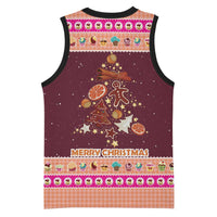 Christmas Cookie Basketball Jersey with Gingerbread Tree Candy Ornaments and Sweet Treat Pattern - Wonder Print Shop