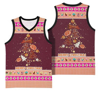 Christmas Cookie Basketball Jersey with Gingerbread Tree Candy Ornaments and Sweet Treat Pattern - Wonder Print Shop