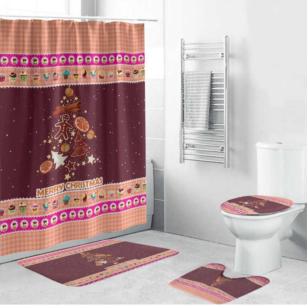 Christmas Cookie Bathroom Set with Gingerbread Tree Candy Ornaments and Sweet Treat Pattern - Wonder Print Shop