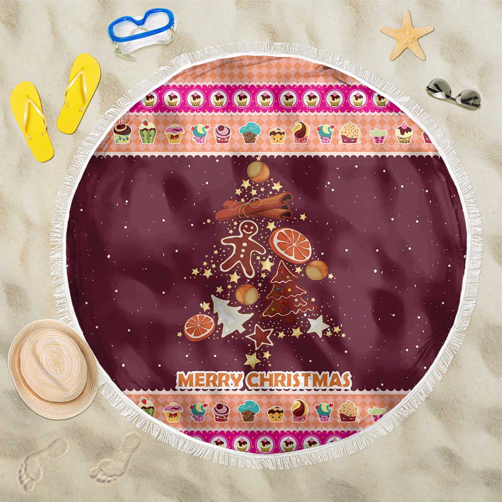 Christmas Cookie Beach Blanket with Gingerbread Tree Candy Ornaments and Sweet Treat Pattern - Wonder Print Shop