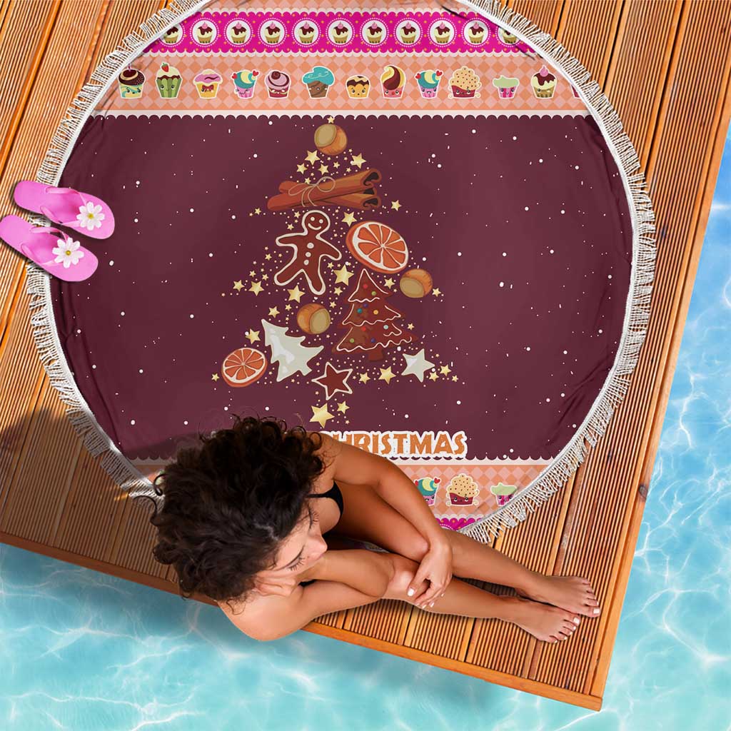 Christmas Cookie Beach Blanket with Gingerbread Tree Candy Ornaments and Sweet Treat Pattern - Wonder Print Shop