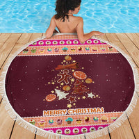 Christmas Cookie Beach Blanket with Gingerbread Tree Candy Ornaments and Sweet Treat Pattern - Wonder Print Shop