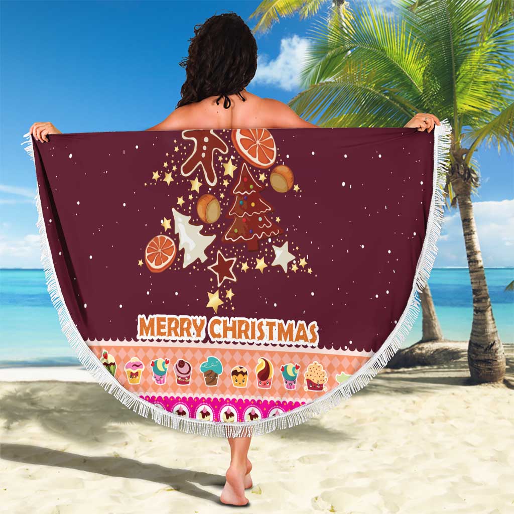 Christmas Cookie Beach Blanket with Gingerbread Tree Candy Ornaments and Sweet Treat Pattern - Wonder Print Shop