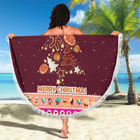 Christmas Cookie Beach Blanket with Gingerbread Tree Candy Ornaments and Sweet Treat Pattern - Wonder Print Shop