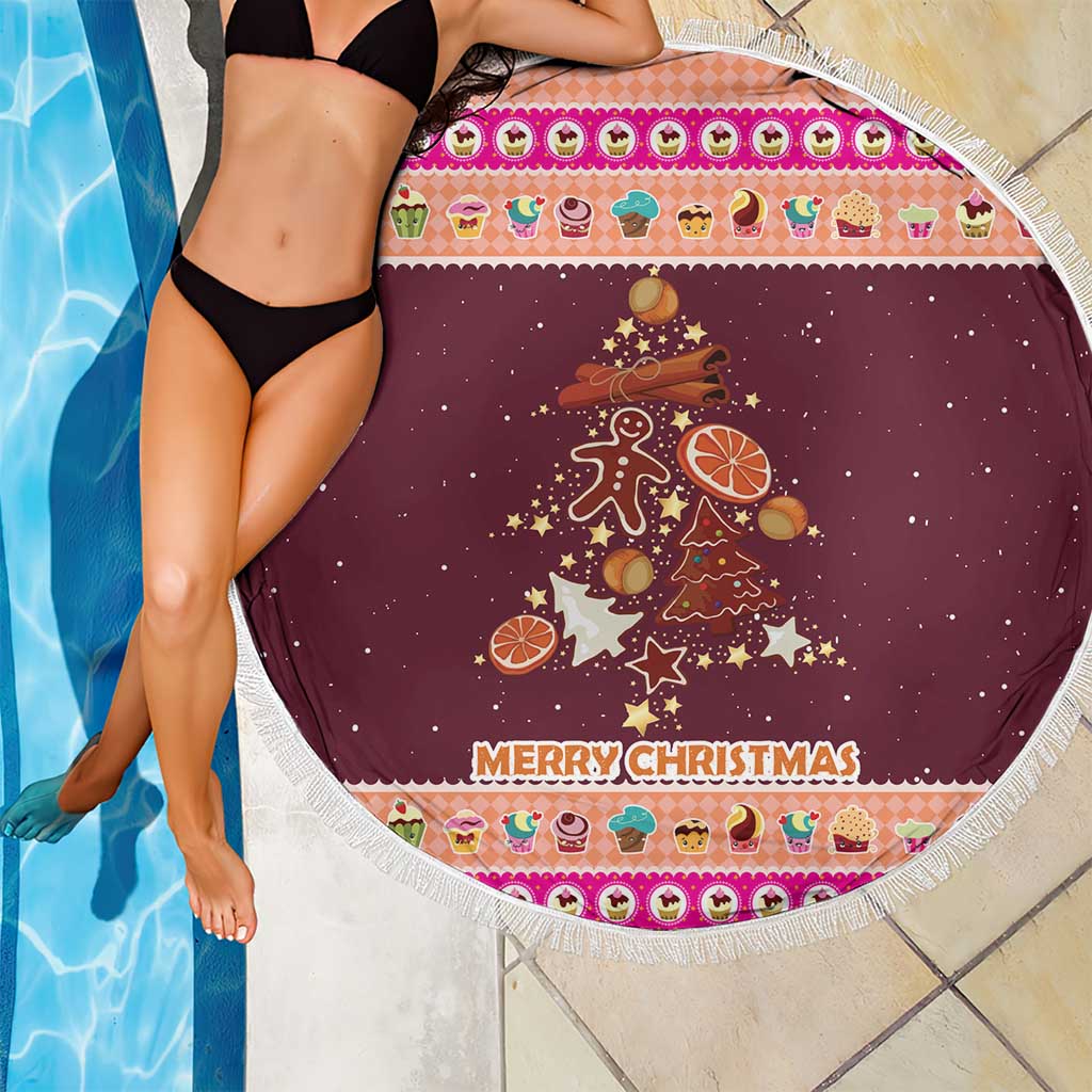 Christmas Cookie Beach Blanket with Gingerbread Tree Candy Ornaments and Sweet Treat Pattern - Wonder Print Shop