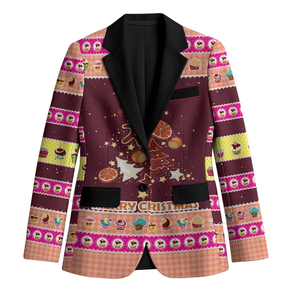 Christmas Cookie Blazer with Gingerbread Tree Candy Ornaments and Sweet Treat Pattern - Wonder Print Shop