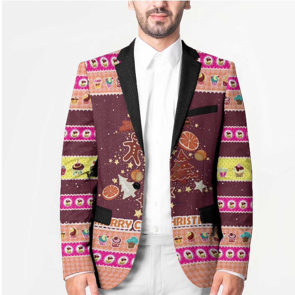 Christmas Cookie Blazer with Gingerbread Tree Candy Ornaments and Sweet Treat Pattern - Wonder Print Shop