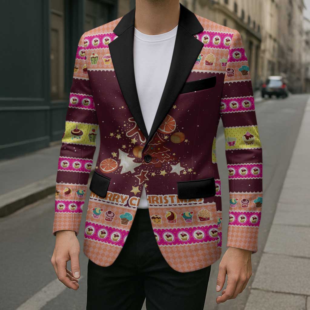 Christmas Cookie Blazer with Gingerbread Tree Candy Ornaments and Sweet Treat Pattern - Wonder Print Shop