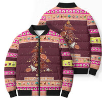 Christmas Cookie Bomber Puffer Jacket with Gingerbread Tree Candy Ornaments and Sweet Treat Pattern - Wonder Print Shop
