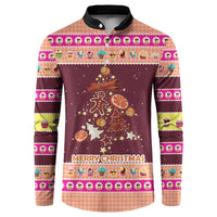 Christmas Cookie Button Sweatshirt with Gingerbread Tree Candy Ornaments and Sweet Treat Pattern - Wonder Print Shop