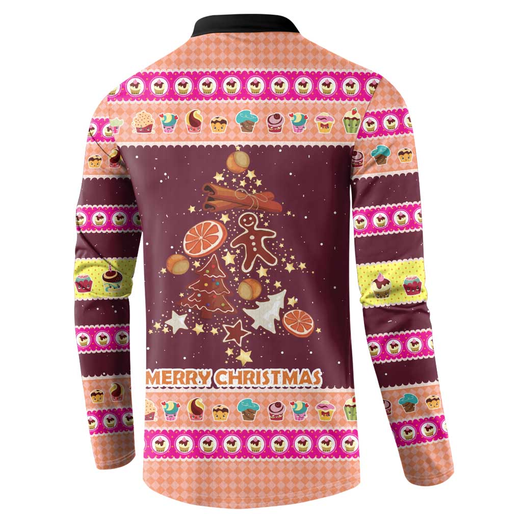 Christmas Cookie Button Sweatshirt with Gingerbread Tree Candy Ornaments and Sweet Treat Pattern - Wonder Print Shop