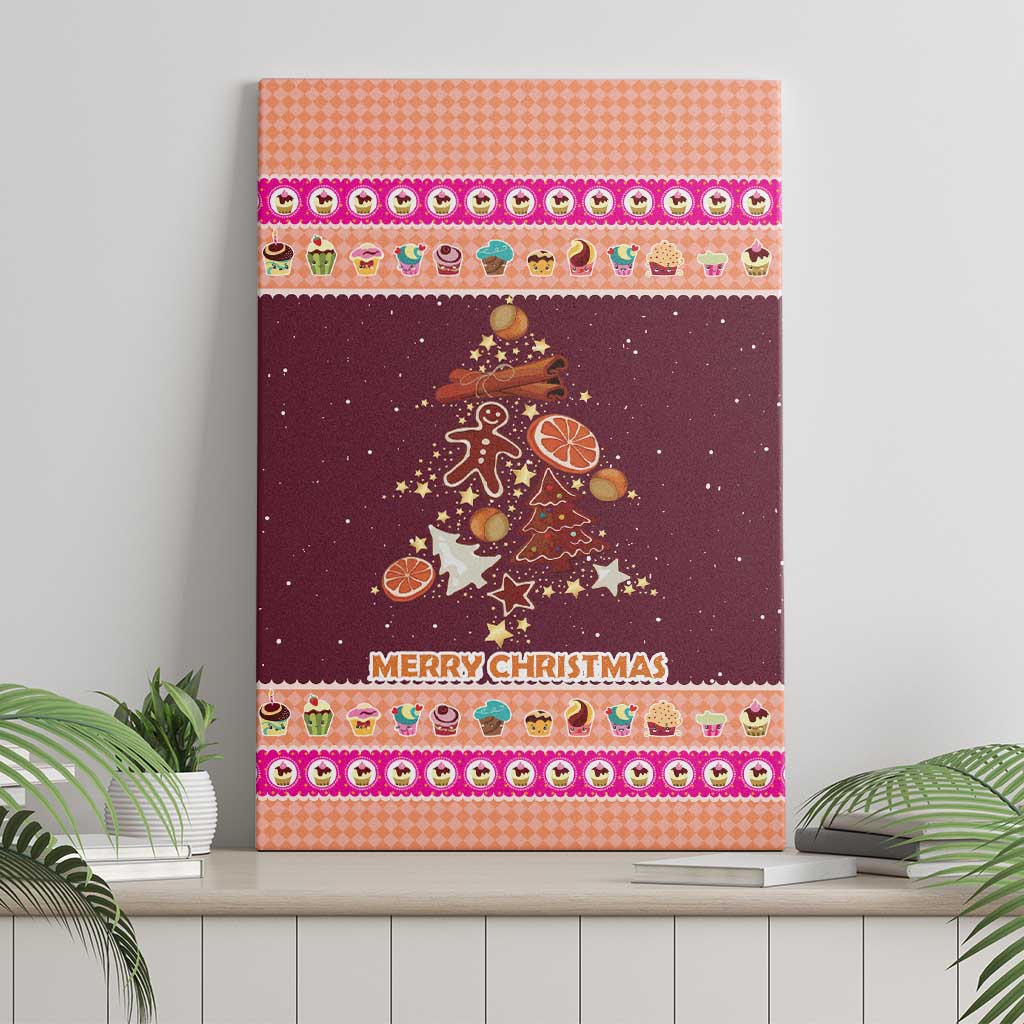 Christmas Cookie Canvas Wall Art with Gingerbread Tree Candy Ornaments and Sweet Treat Pattern - Wonder Print Shop