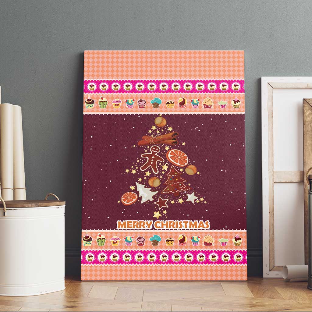 Christmas Cookie Canvas Wall Art with Gingerbread Tree Candy Ornaments and Sweet Treat Pattern - Wonder Print Shop