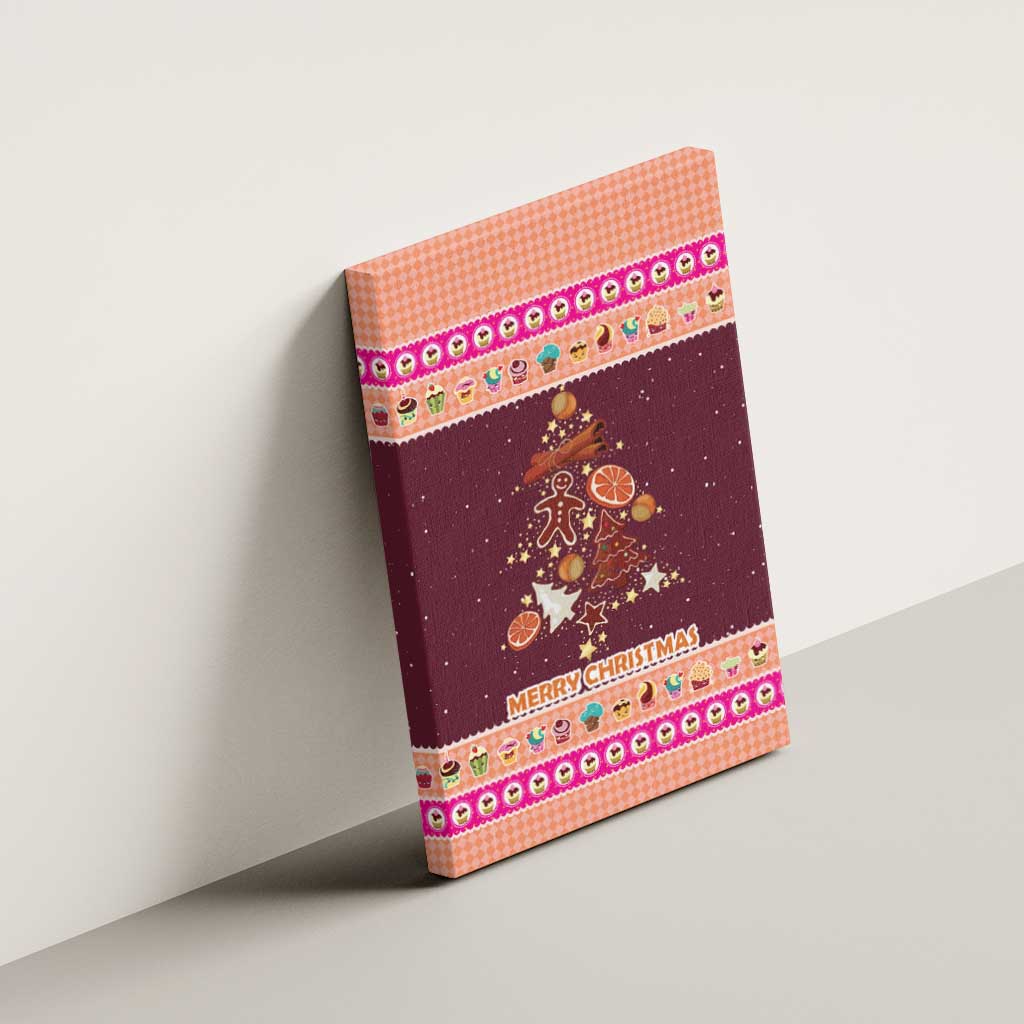 Christmas Cookie Canvas Wall Art with Gingerbread Tree Candy Ornaments and Sweet Treat Pattern - Wonder Print Shop