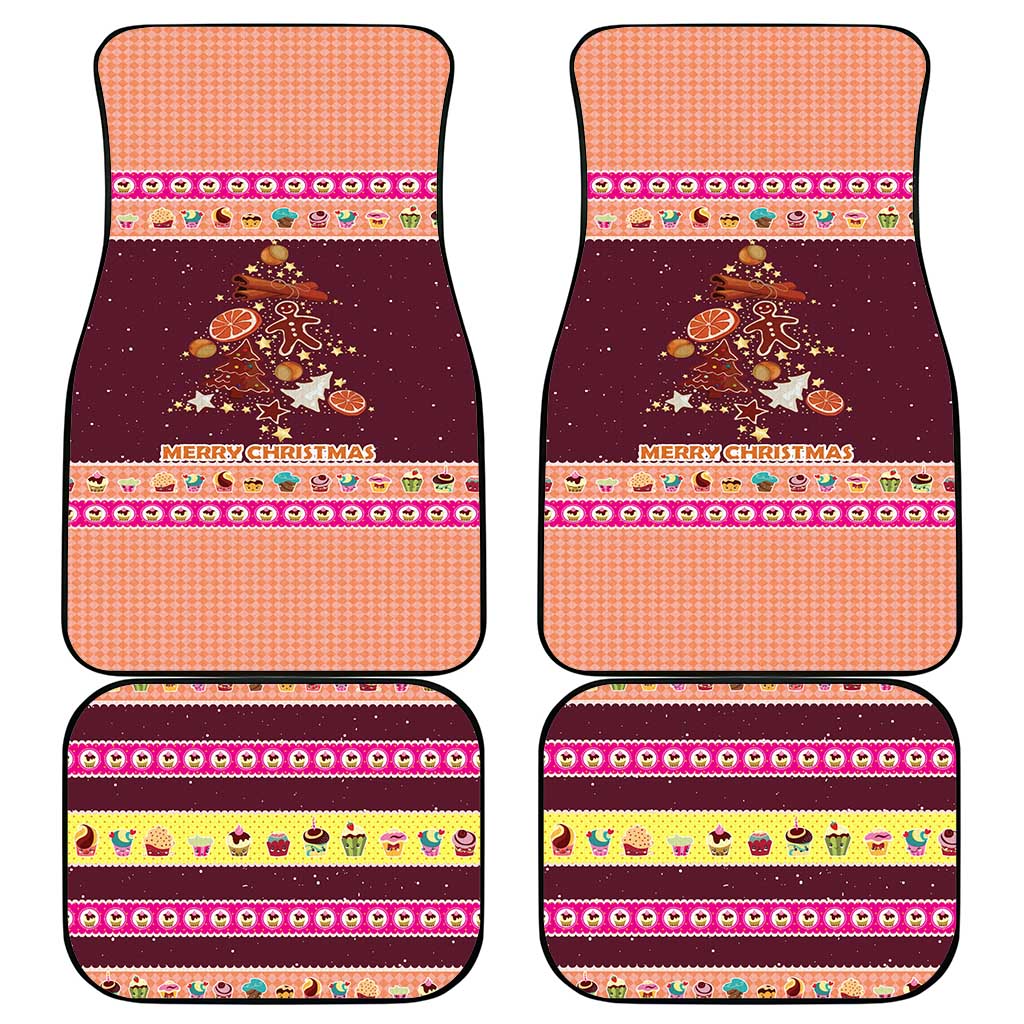 Christmas Cookie Car Mats with Gingerbread Tree Candy Ornaments and Sweet Treat Pattern - Wonder Print Shop