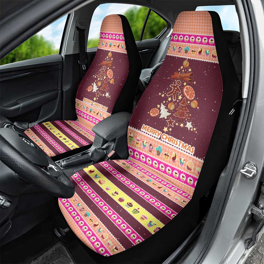Christmas Cookie Car Seat Cover with Gingerbread Tree Candy Ornaments and Sweet Treat Pattern - Wonder Print Shop
