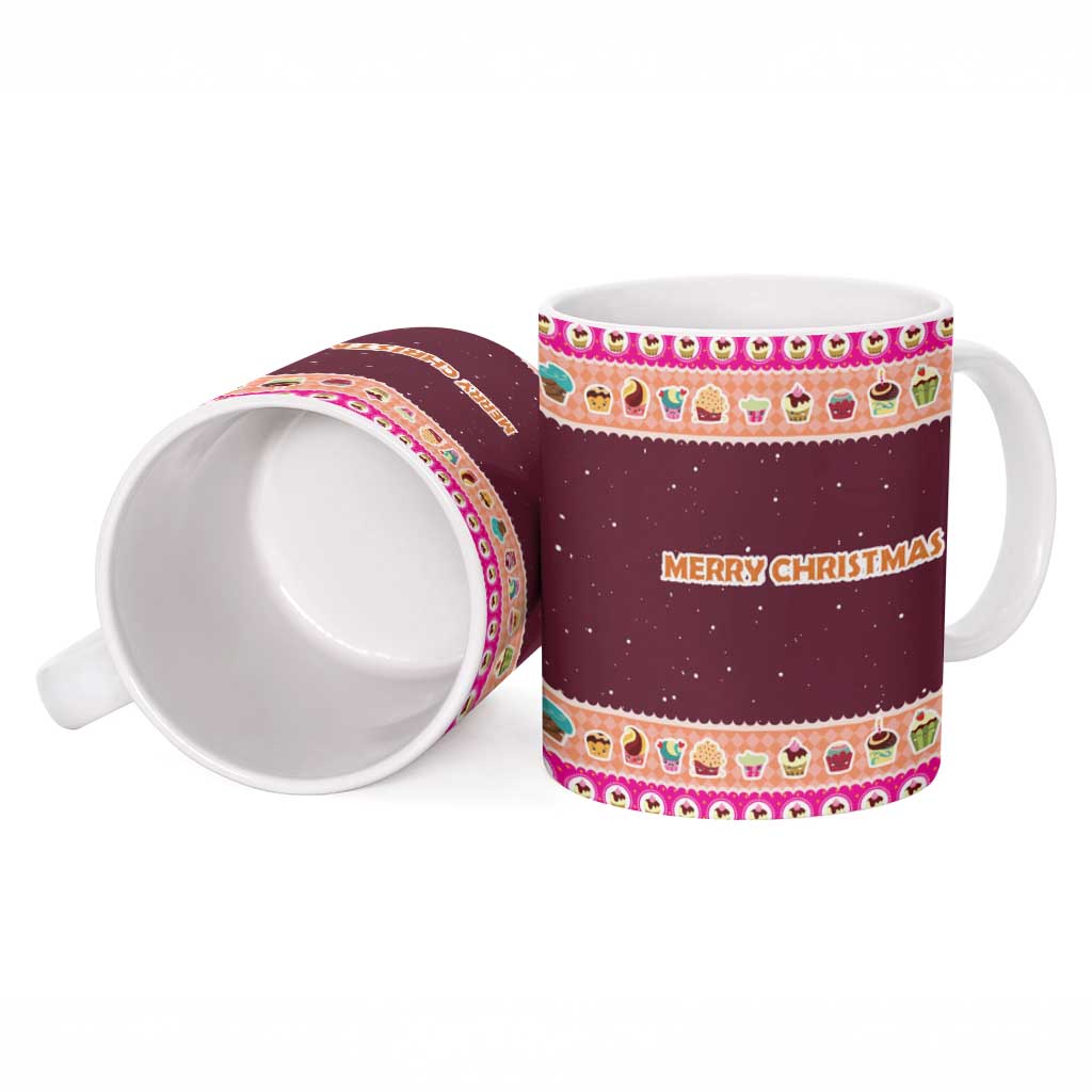 Christmas Cookie Ceramic Mug with Gingerbread Tree Candy Ornaments and Sweet Treat Pattern - Wonder Print Shop