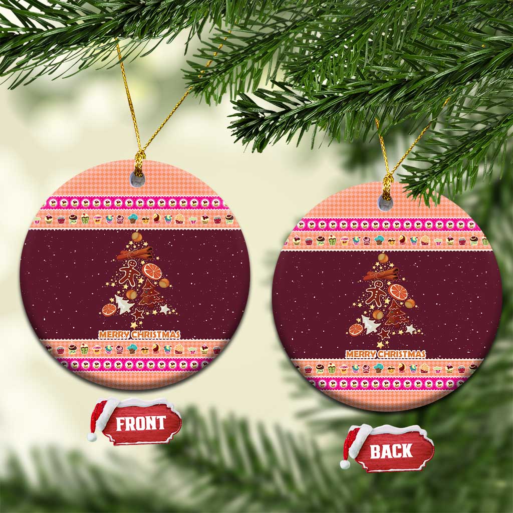 Christmas Cookie Ceramic Ornament with Gingerbread Tree Candy Ornaments and Sweet Treat Pattern - Wonder Print Shop