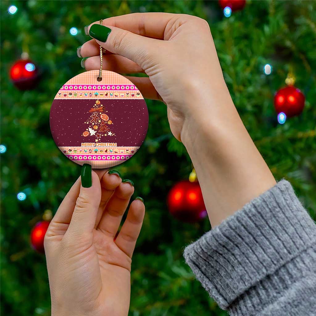 Christmas Cookie Ceramic Ornament with Gingerbread Tree Candy Ornaments and Sweet Treat Pattern - Wonder Print Shop
