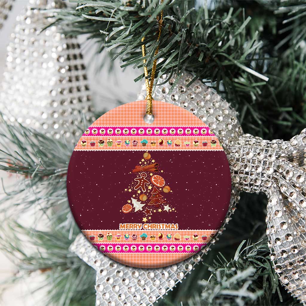 Christmas Cookie Ceramic Ornament with Gingerbread Tree Candy Ornaments and Sweet Treat Pattern - Wonder Print Shop