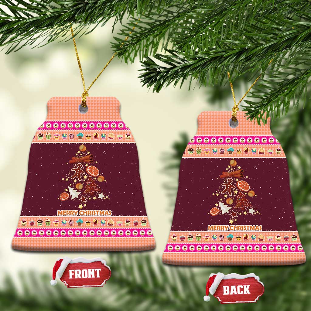Christmas Cookie Ceramic Ornament with Gingerbread Tree Candy Ornaments and Sweet Treat Pattern - Wonder Print Shop