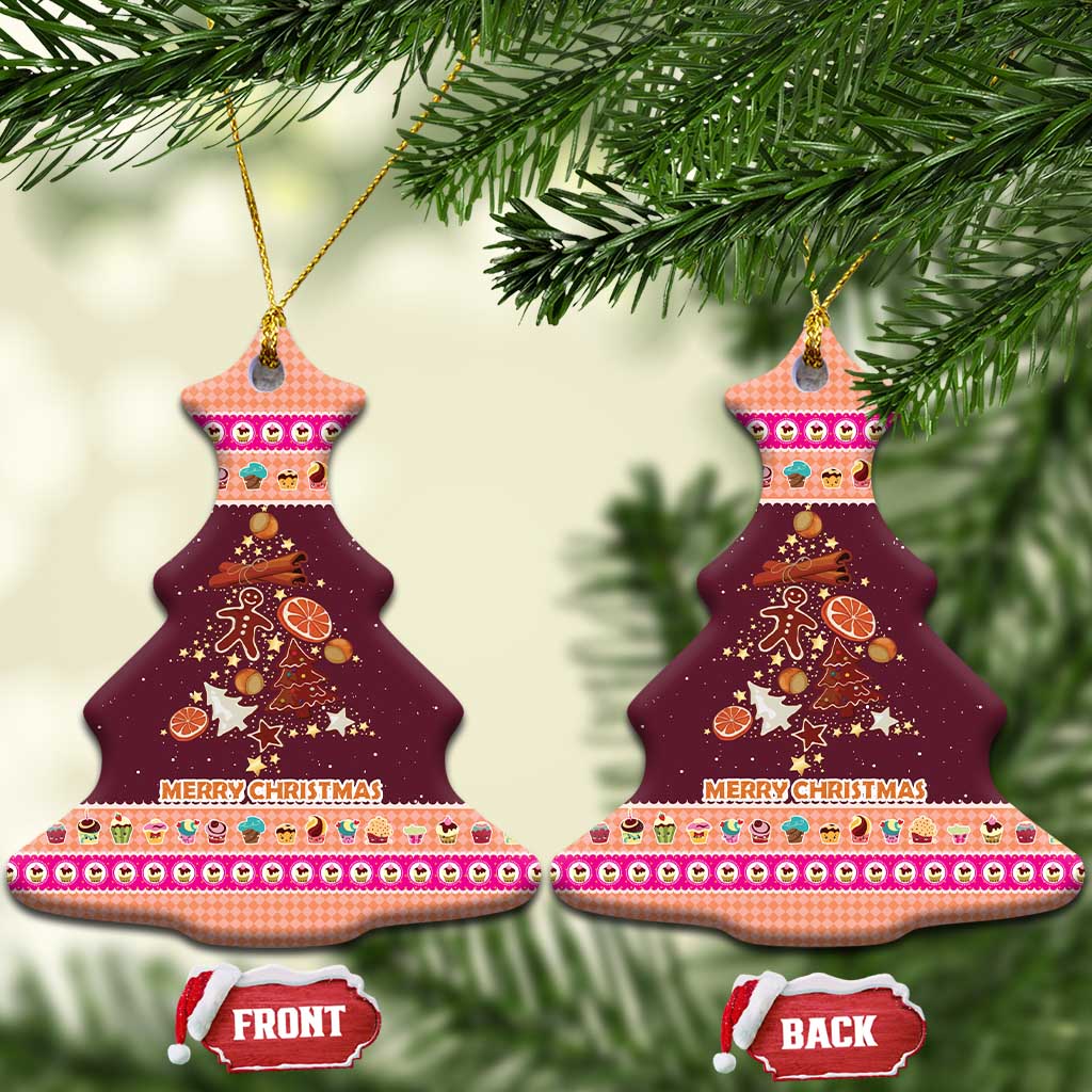 Christmas Cookie Ceramic Ornament with Gingerbread Tree Candy Ornaments and Sweet Treat Pattern - Wonder Print Shop