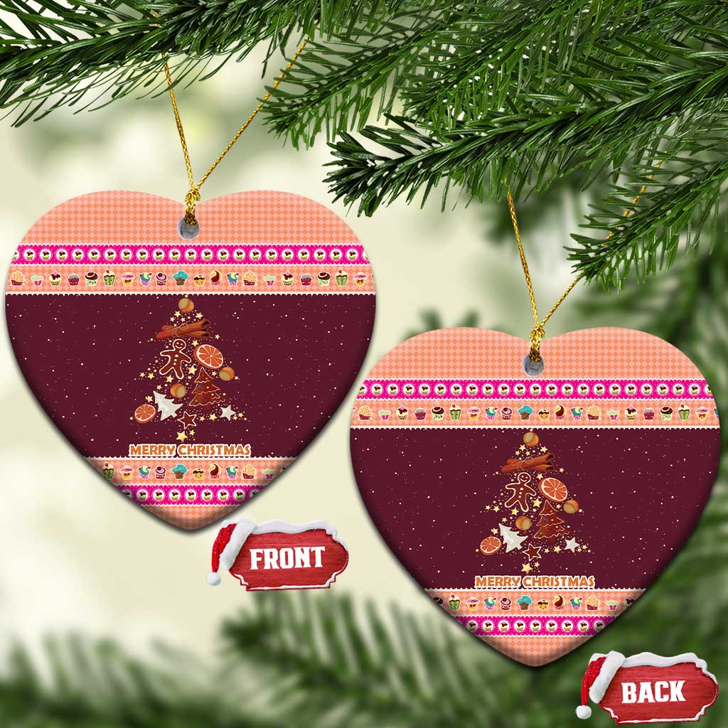 Christmas Cookie Ceramic Ornament with Gingerbread Tree Candy Ornaments and Sweet Treat Pattern - Wonder Print Shop