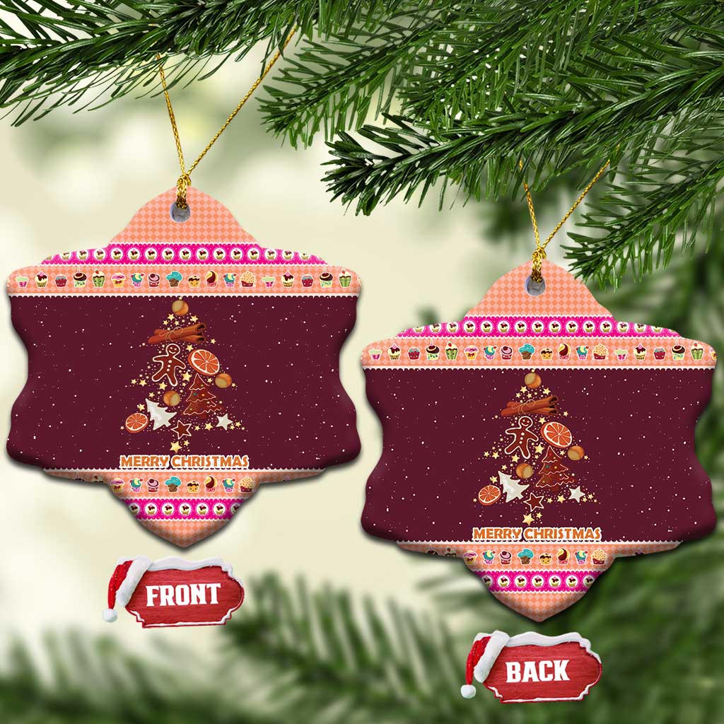 Christmas Cookie Ceramic Ornament with Gingerbread Tree Candy Ornaments and Sweet Treat Pattern - Wonder Print Shop