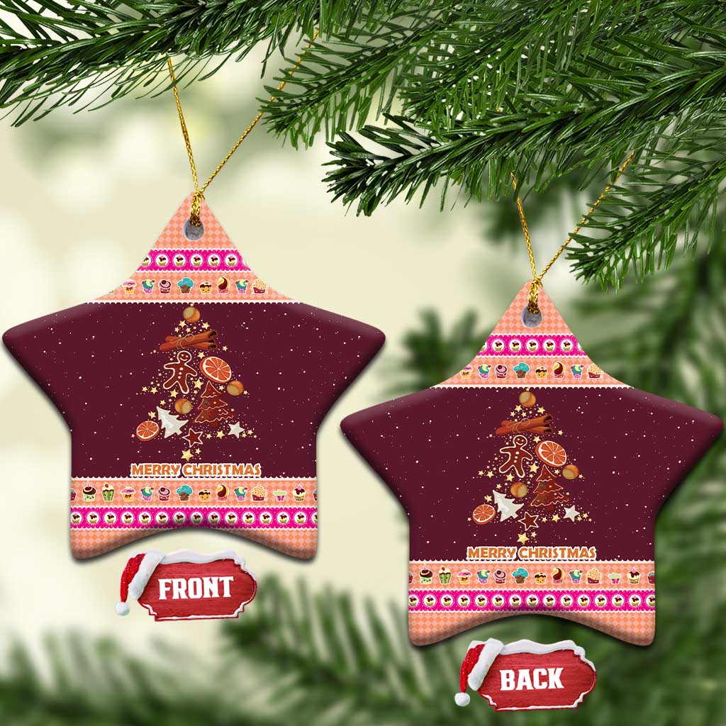 Christmas Cookie Ceramic Ornament with Gingerbread Tree Candy Ornaments and Sweet Treat Pattern - Wonder Print Shop