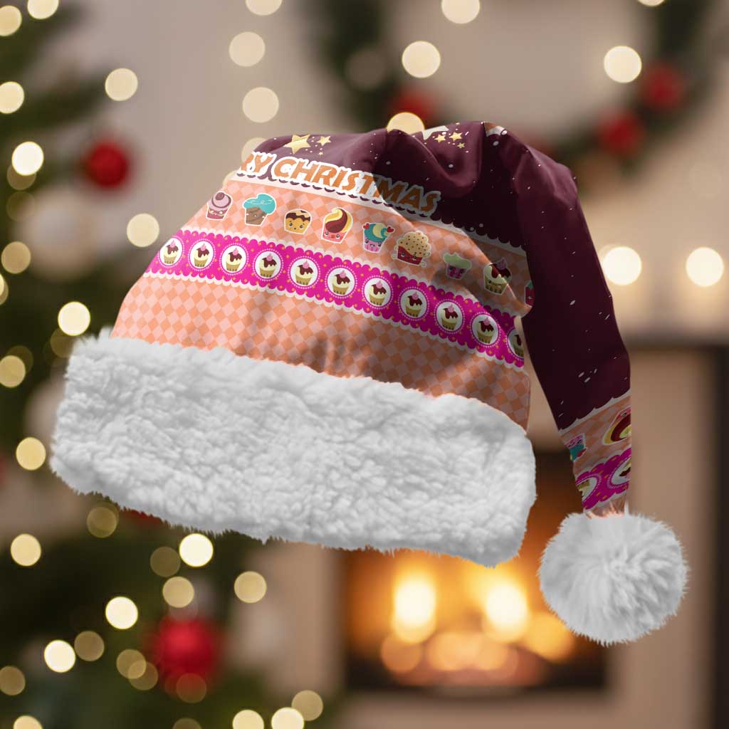 Christmas Cookie Christmas Santa Hat with Gingerbread Tree Candy Ornaments and Sweet Treat Pattern - Wonder Print Shop