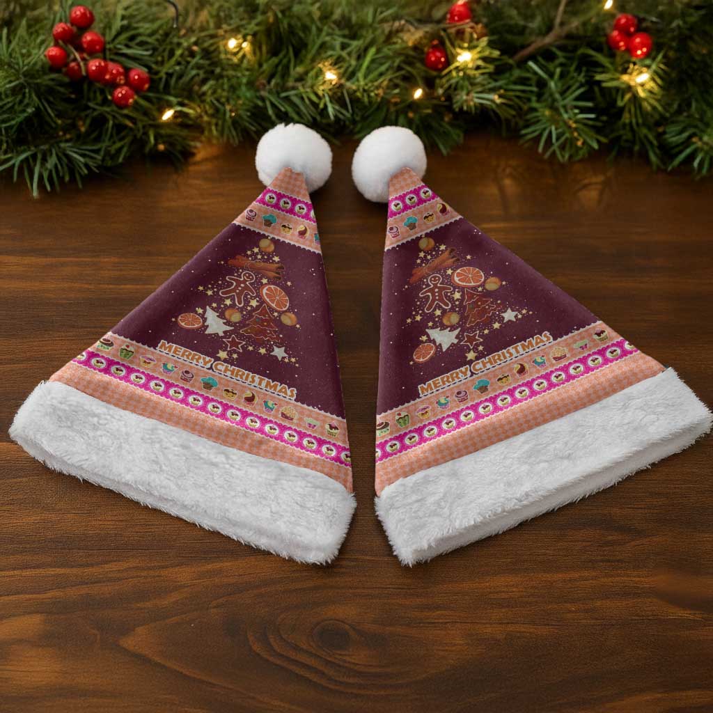 Christmas Cookie Christmas Santa Hat with Gingerbread Tree Candy Ornaments and Sweet Treat Pattern - Wonder Print Shop