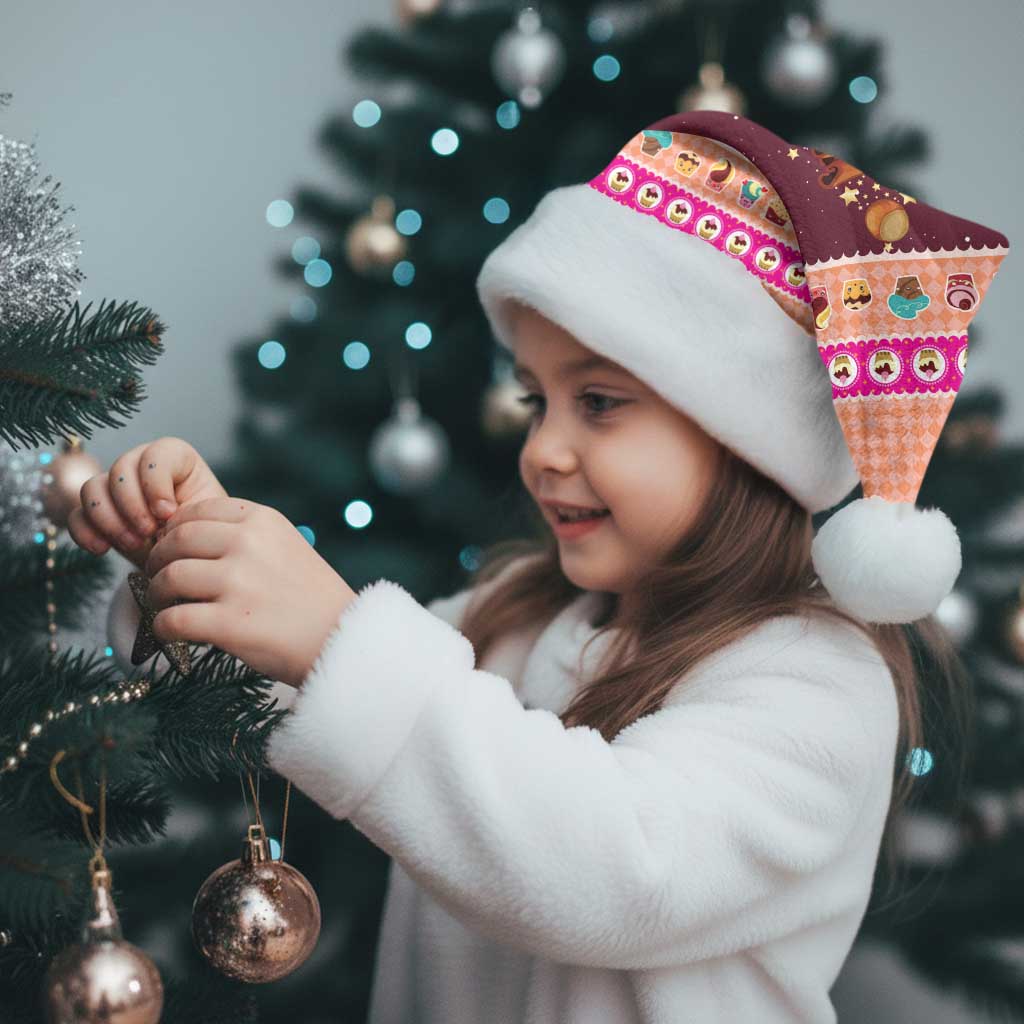 Christmas Cookie Christmas Santa Hat with Gingerbread Tree Candy Ornaments and Sweet Treat Pattern - Wonder Print Shop