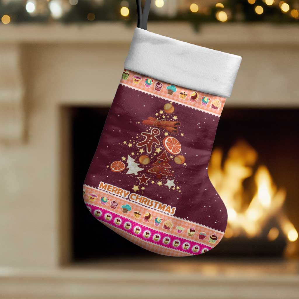Christmas Cookie Christmas Stocking with Gingerbread Tree Candy Ornaments and Sweet Treat Pattern - Wonder Print Shop