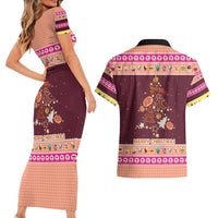 Christmas Cookie Couples Matching Short Sleeve Bodycon Dress and Hawaiian Shirt with Gingerbread Tree Candy Ornaments and Sweet Treat Pattern - Wonder Print Shop